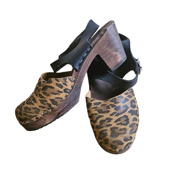 Lotta from Stockholm leopard clogs EUC sz 39 highwood style - Picture 1 of 8